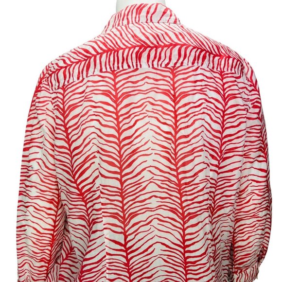 Chico's Womens Top Zebra Stripe Pink Cotton Long Sleeve Pockets Size 3 | XL - Picture 8 of 13